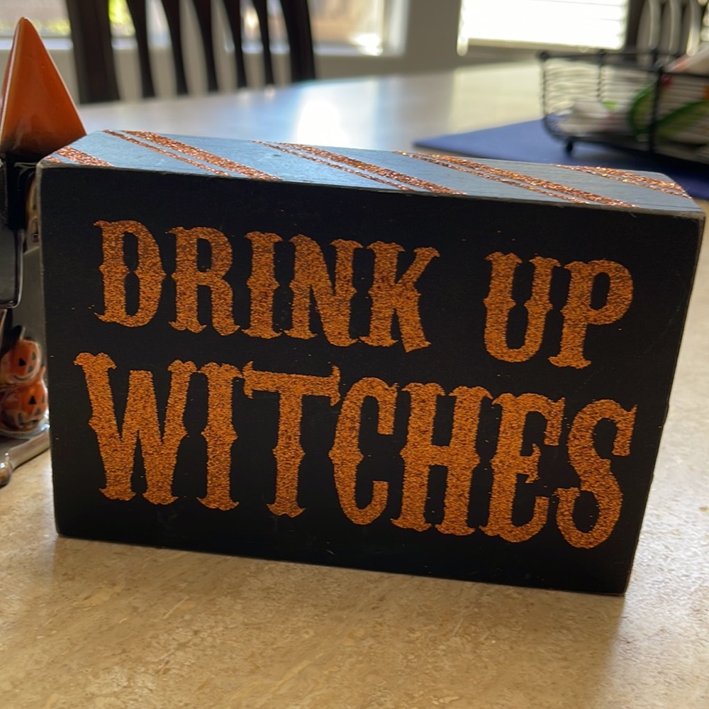 Drink Up Witches Halloween Fall Wooden Sign